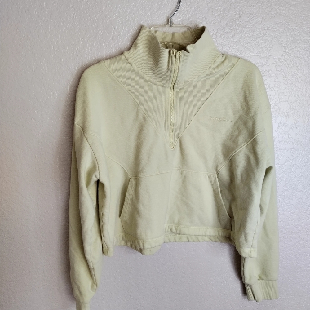 outdoor voices pick up crop quarter zip yellow sweatshirt Sz Xl